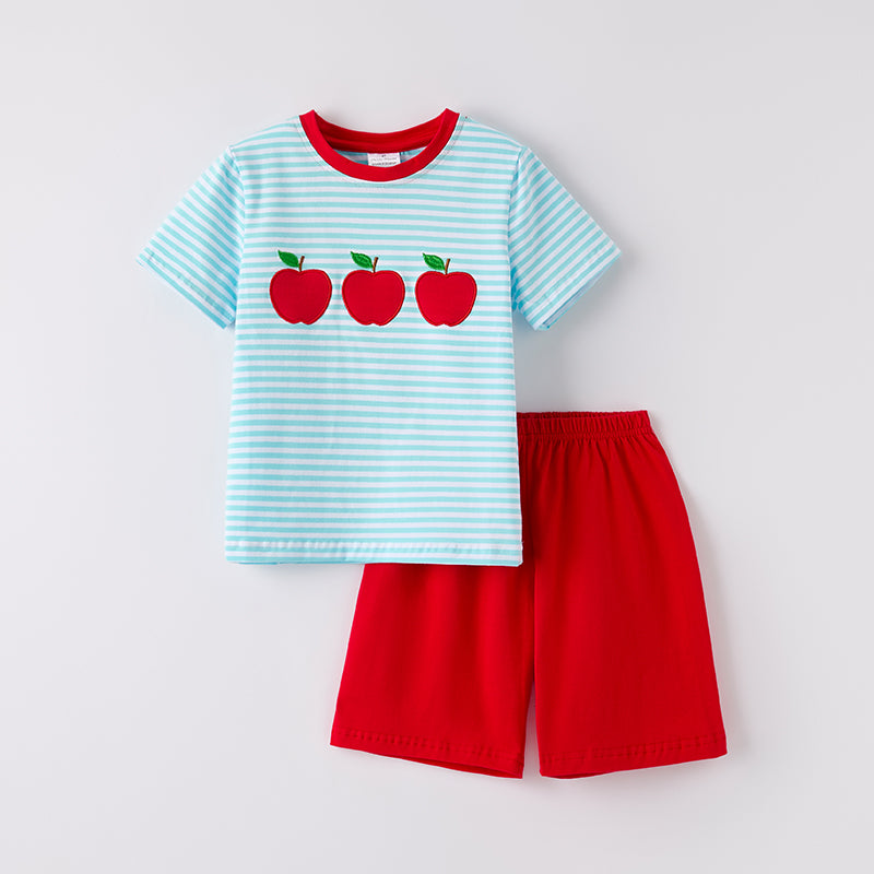 (In Stock)Boys Summer Back To School Applique Shorts Set