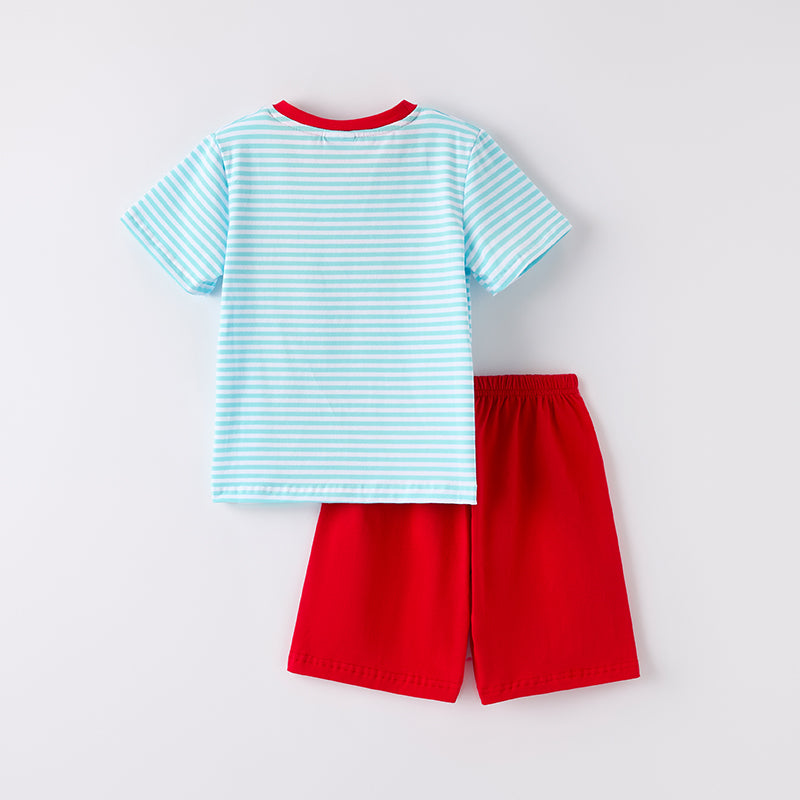 (In Stock)Boys Summer Back To School Applique Shorts Set