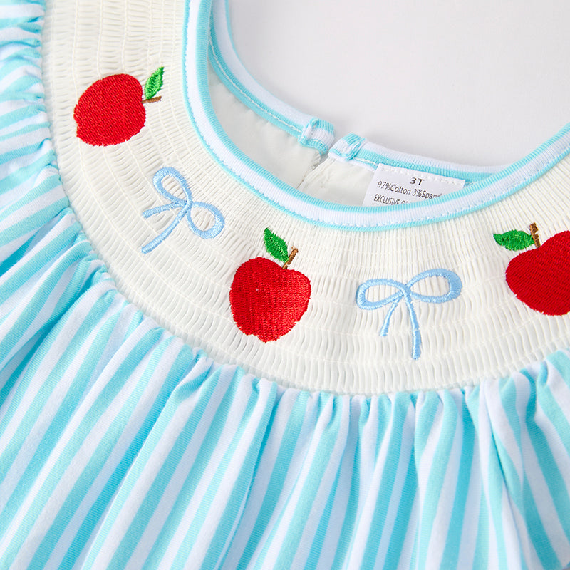(In Stock)Girls Summer Back To School Embroidery Smocked Outfit Set
