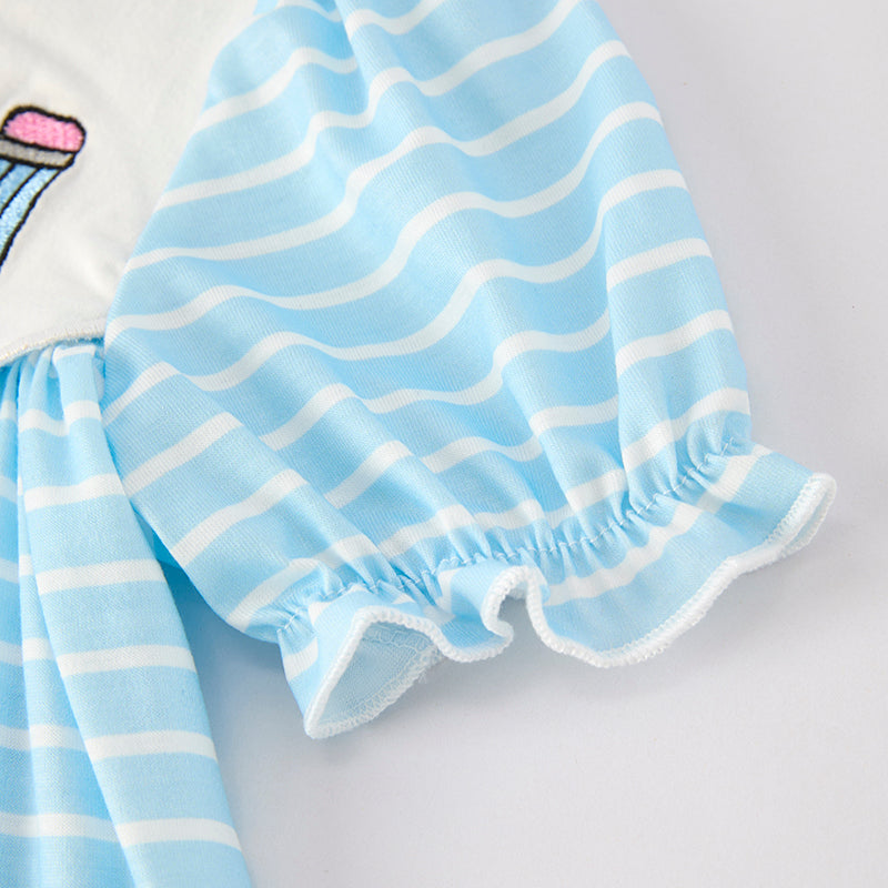 (In Stock)Girls Summer Back To School Pencil Embroidery Dress