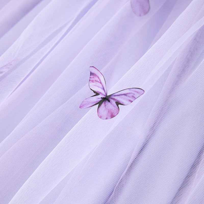 (In Stock)Girls Spring and Summer Lavender Butterfly Tulle Dress