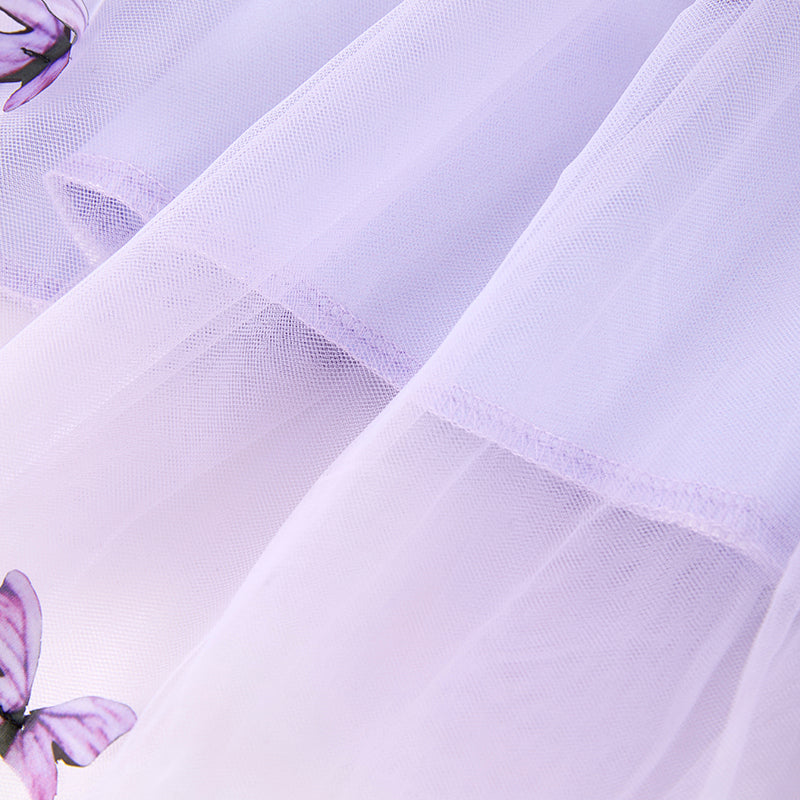(In Stock)Girls Spring and Summer Lavender Butterfly Tulle Dress
