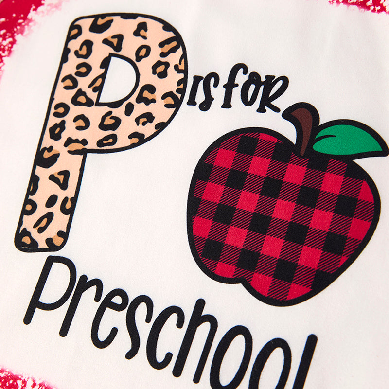(In Stock)Boys Summer Back To School Print Red Top