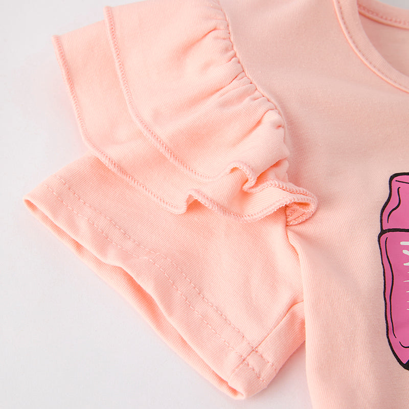 (In Stock)Girls Summer Back To School Pencil Print Denim Shorts Set