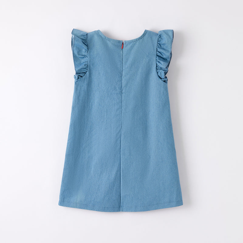 (In Stock)Girls Summer Back To School Apple Embroidery Dress with Bag