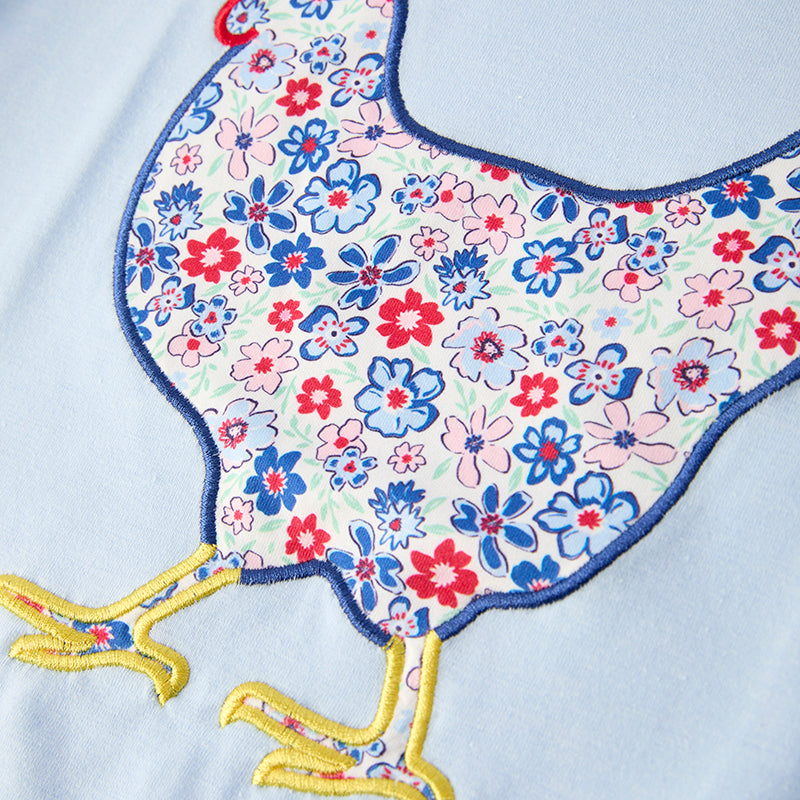 (In Stock)Girls Fall Chick Applique Baby Blue Outfit Set