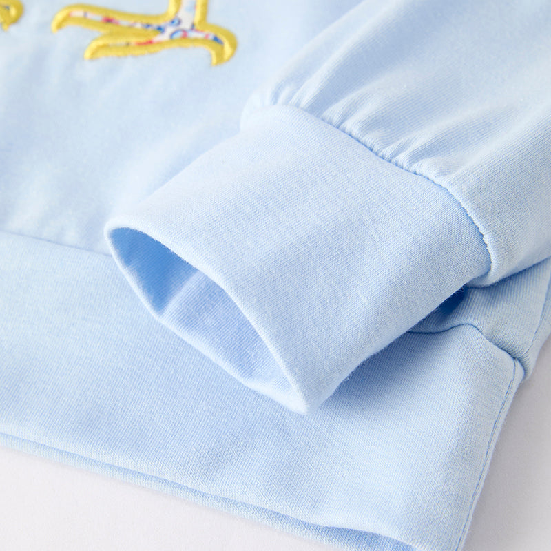 (In Stock)Girls Fall Chick Applique Baby Blue Outfit Set