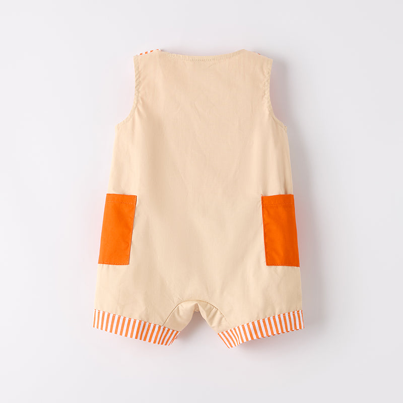 (In Stock)Toddler Boys Halloween Pumpkin Chenille Patches Romper