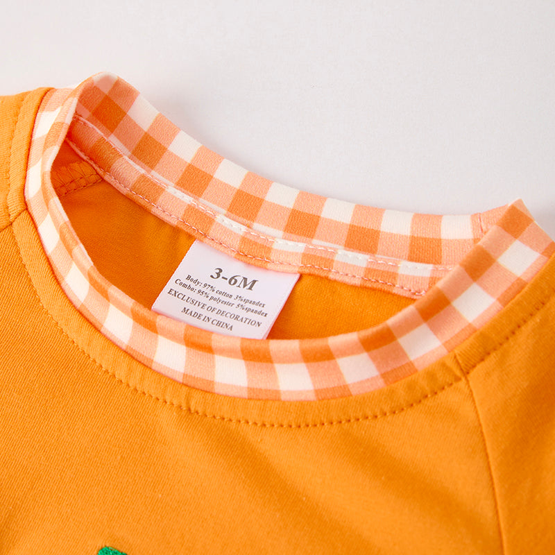 (In Stock)Toddler Boys Halloween&Thanksgiving Pumpkin Chenille Patches Romper