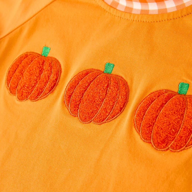 (In Stock)Boys Halloween&Thanksgiving Pumpkin Chenille Patches Top