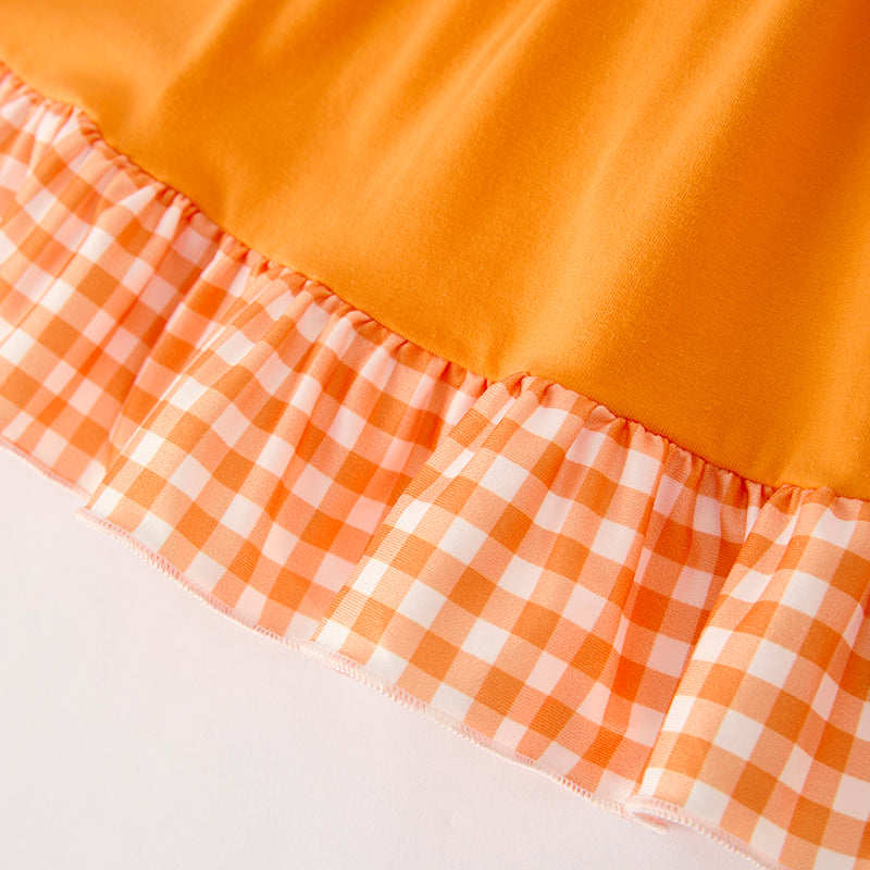 (Restock)Girls Halloween&Thanksgiving Pumpkin Chenille Patches Dress