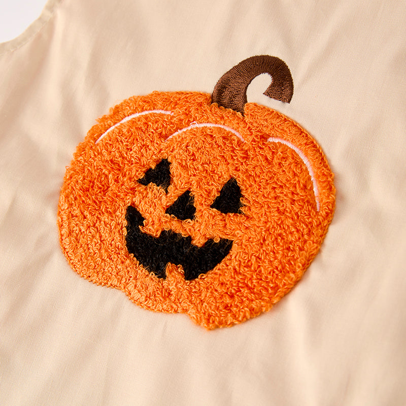 (In Stock)Toddler Boys Halloween Pumpkin Chenille Patches Romper