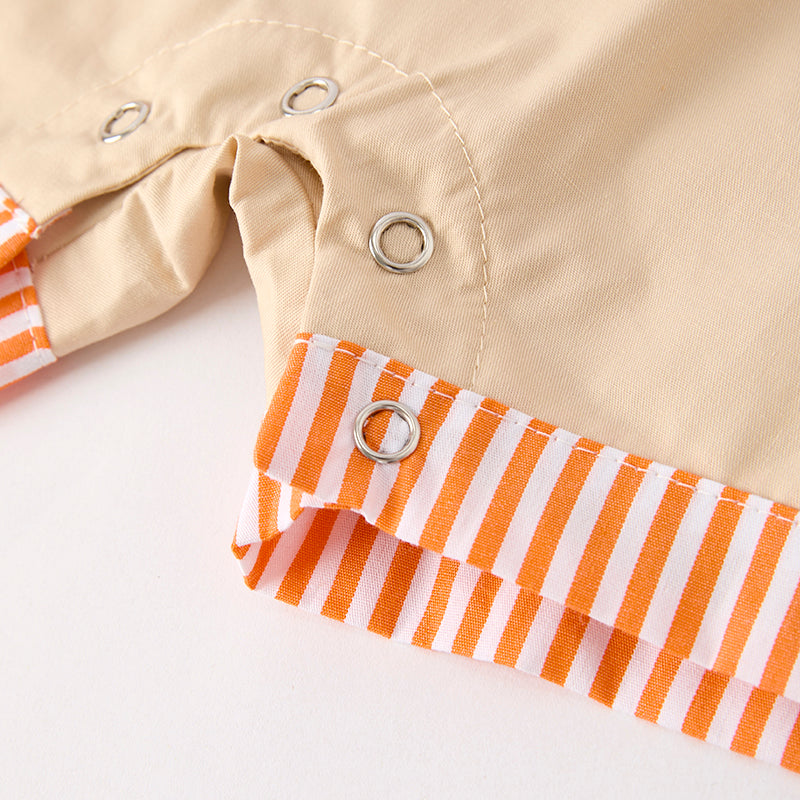 (In Stock)Toddler Boys Halloween Pumpkin Chenille Patches Romper