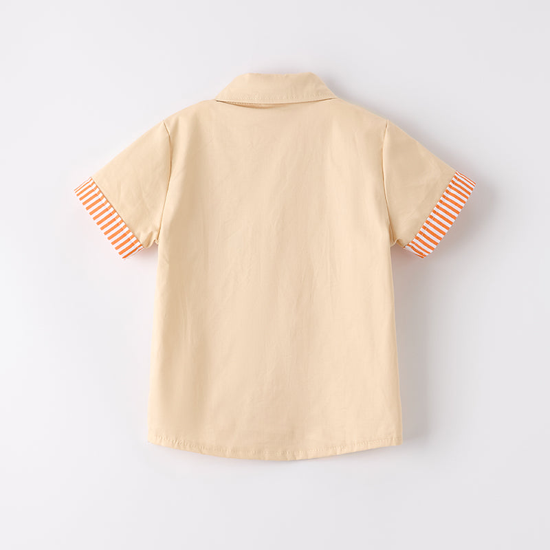 (In Stock)Boys Halloween Pumpkin Chenille Patches Top