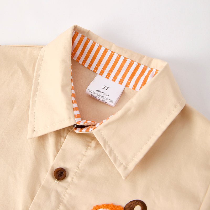 (In Stock)Boys Halloween Pumpkin Chenille Patches Top
