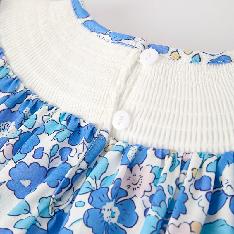 (In Stock)Girls Summer JESUS LOVES ME Embroidery Smocked Dress