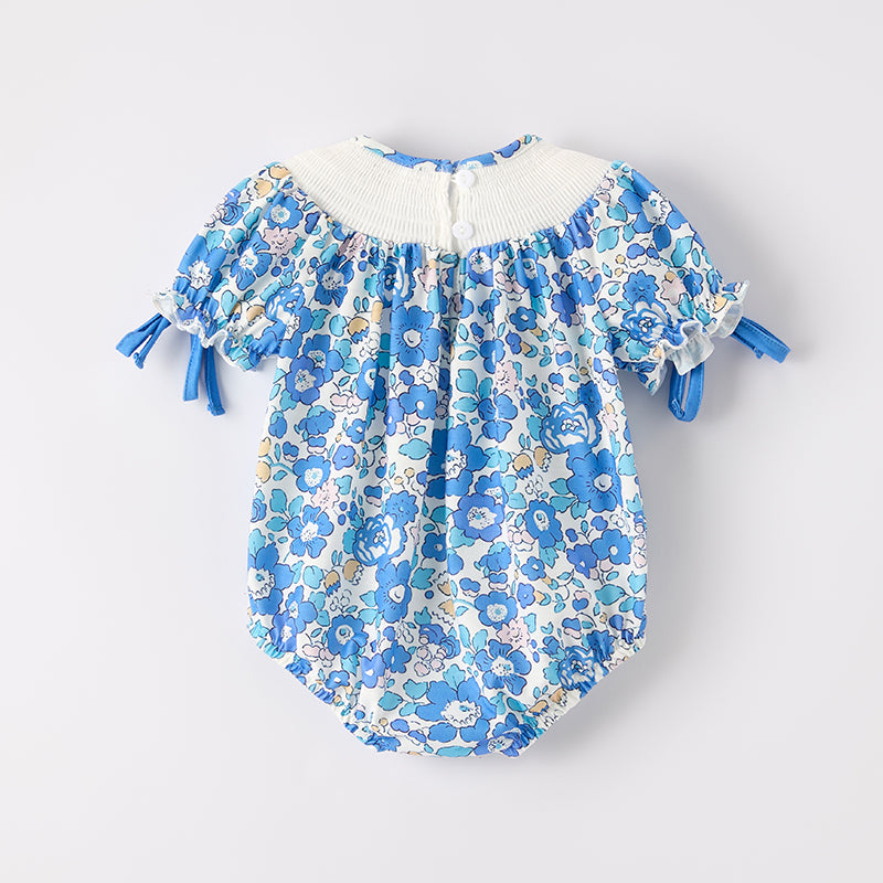 (In Stock)Toddler Girls Summer JESUS LOVES ME Embroidery Smocked Romper