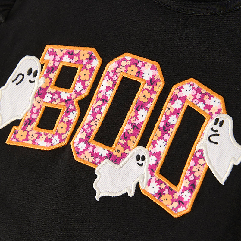 (In Stock)Girls Halloween BOO Applique Outfit Set