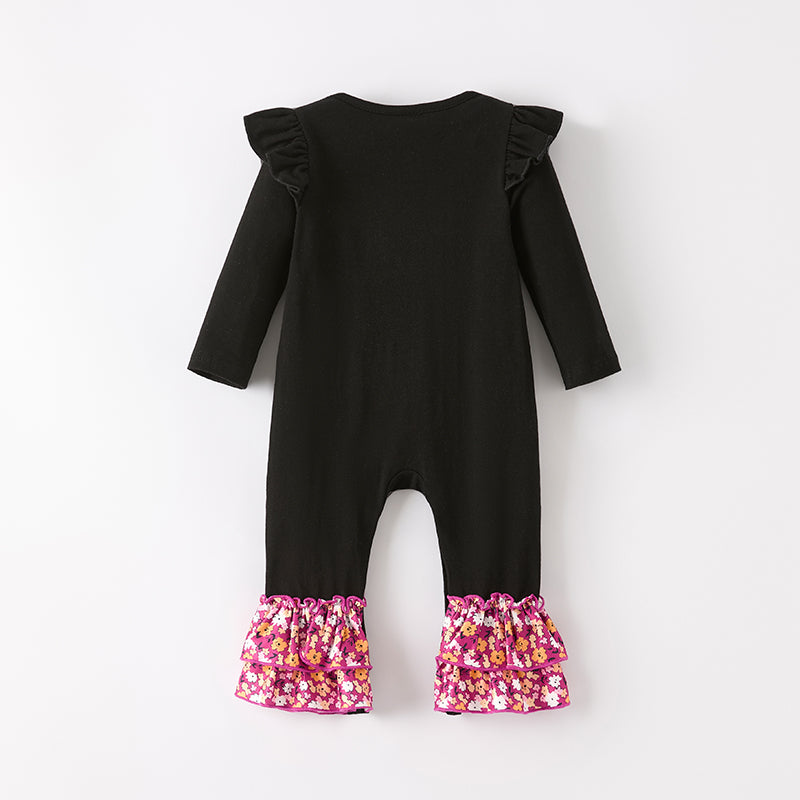 (In Stock)Toddler Girls Halloween BOO Applique Cotton Romper
