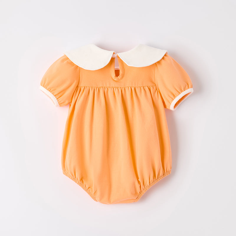 (In Stock)Toddler Girls Halloween&Thanksgiving Pumpkin Embroidery Romper