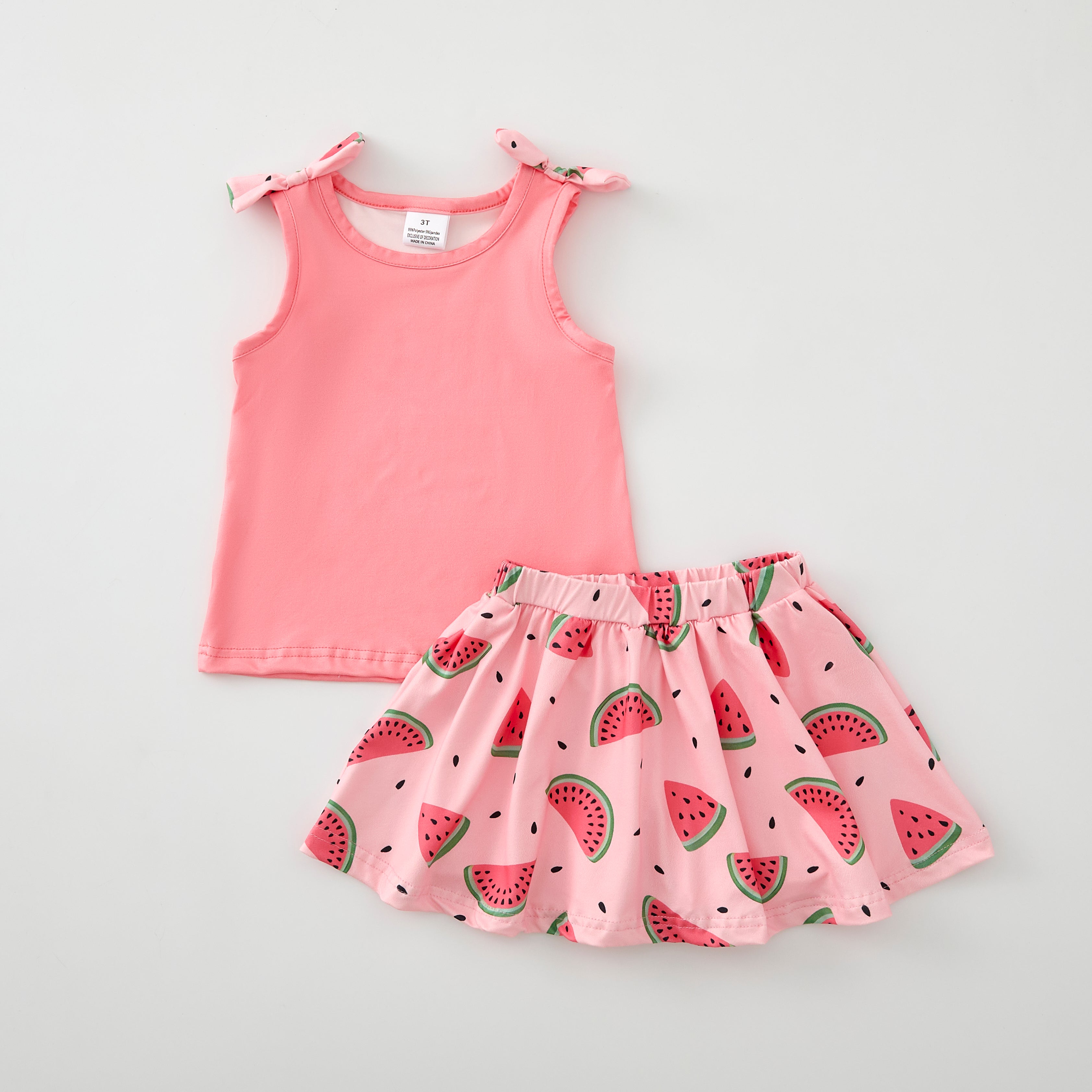 (Pre Order)Girls Summer Print Bow Top Skort Set