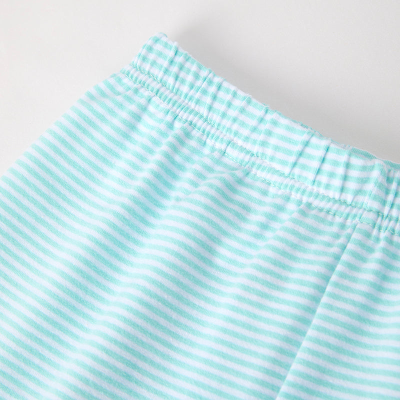 (In Stock)Girls Summer Back To School Apple Embroidery Shorts Set