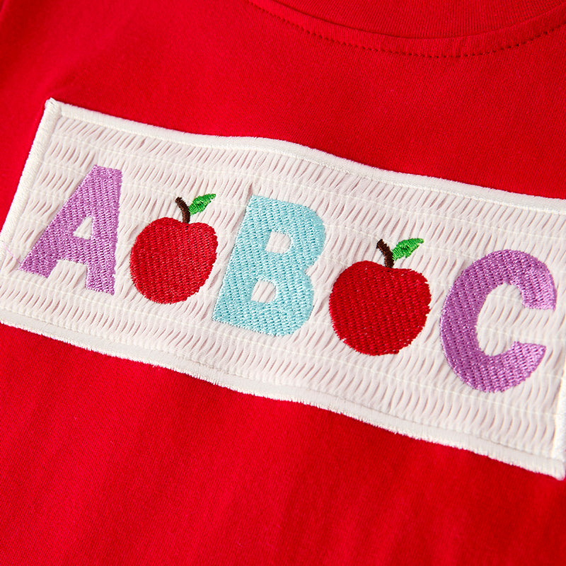 (In Stock)Boys Summer Back To School Embroidery Smocked Shorts Set