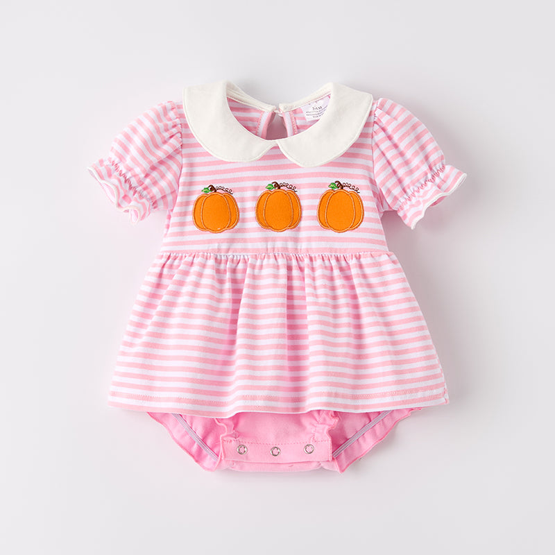 (In Stock)Toddler Girls Halloween&Thanksgiving Pumpkin Applique Romper