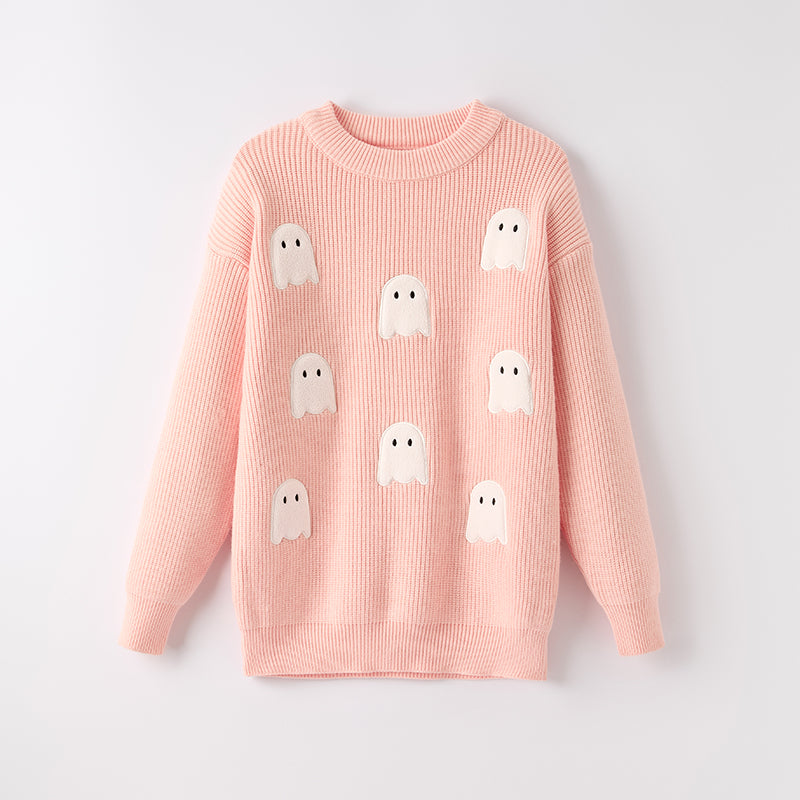(In Stock)Mommy&Me Halloween Ghost Applique Sweater