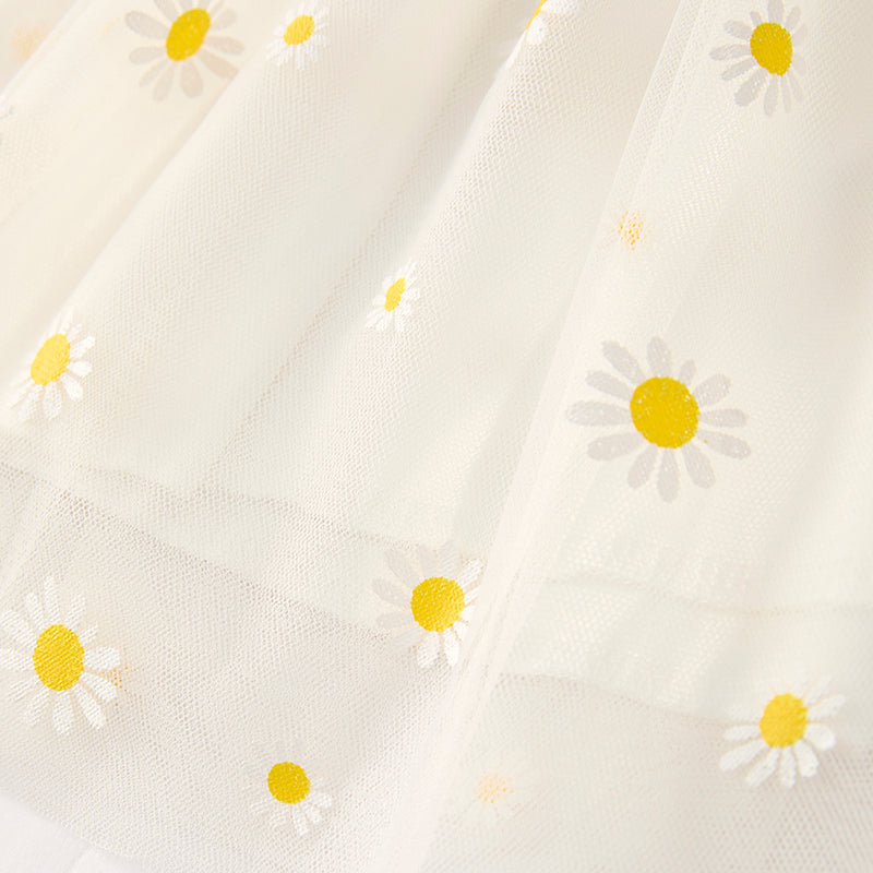 (In Stock)Girls Summer Daisy Print Tulle Dress