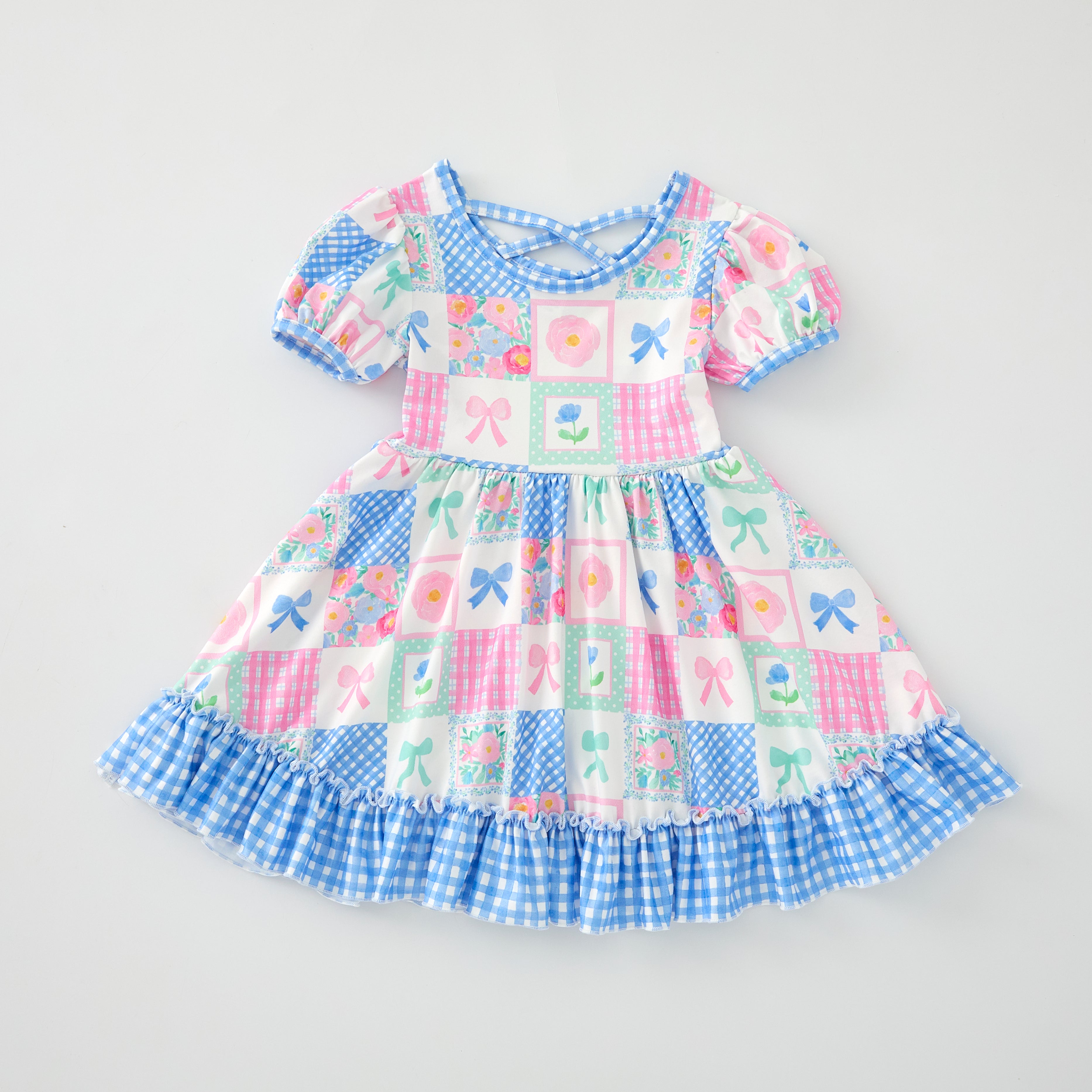 (Pre Order)Girls Spring and Summer Fruit&Bow Print Dress