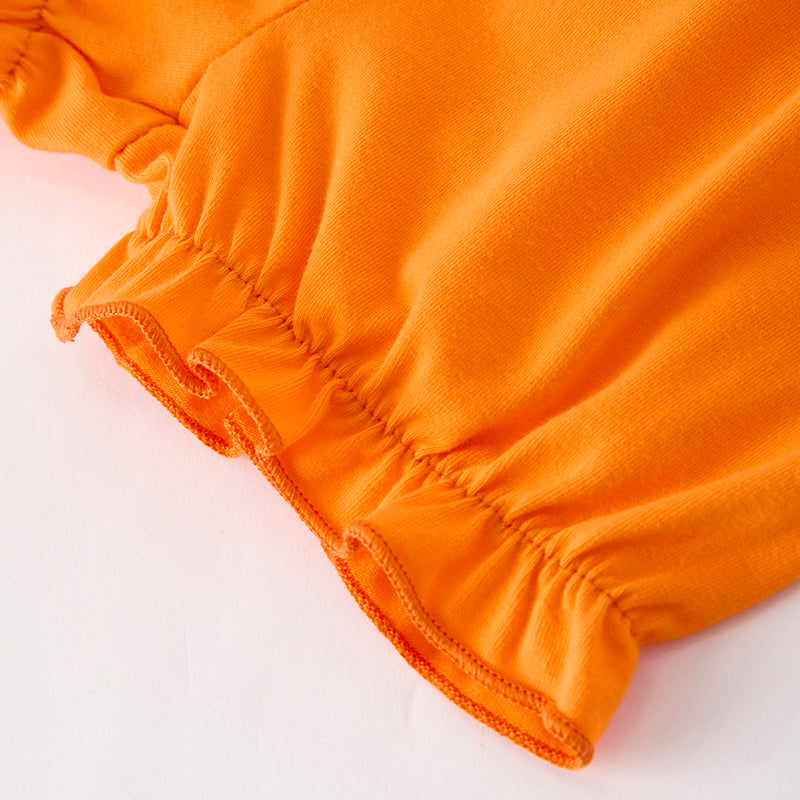 (In Stock)Toddler Girls Halloween Pumpkin Applique Bloomer Set