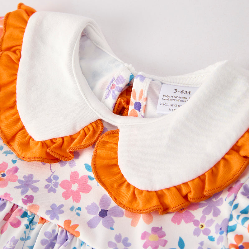 (In Stock)Toddler Girls Halloween Pumpkin Applique Bloomer Set