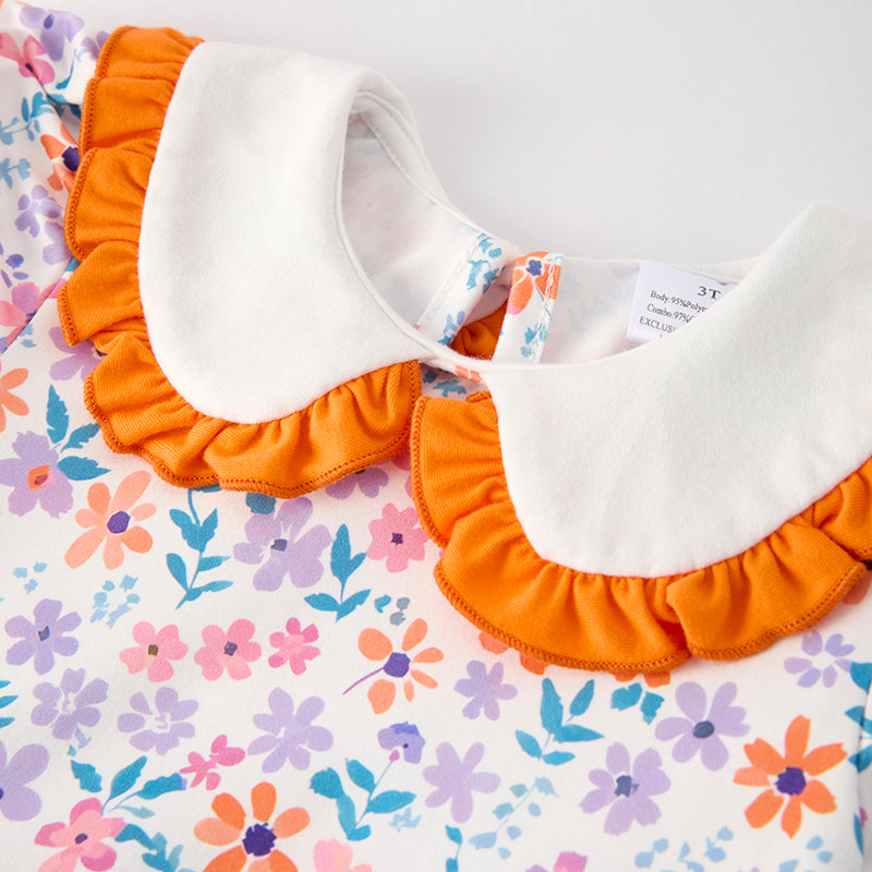 (In Stock)Girls Halloween Pumpkin Applique Dress