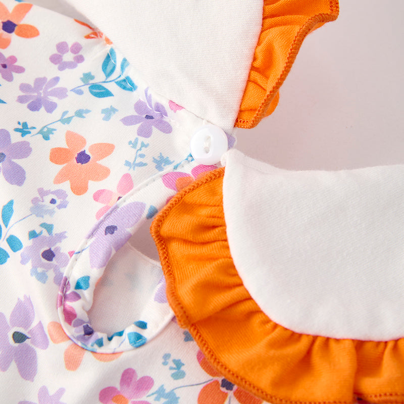(In Stock)Girls Halloween Pumpkin Applique Dress