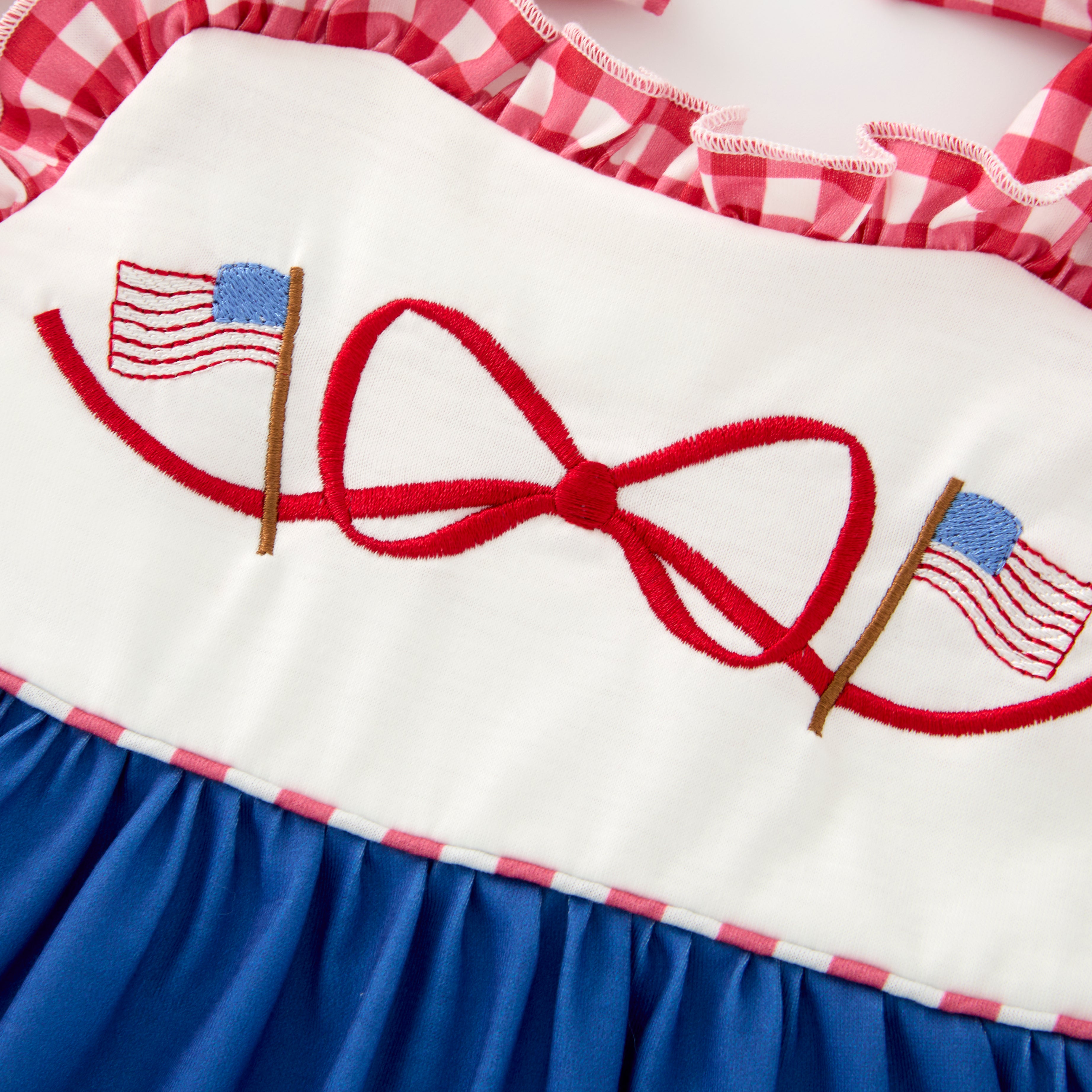 (Pre Order)Siblings Patriotic Embroidery Dress,Romper&Set