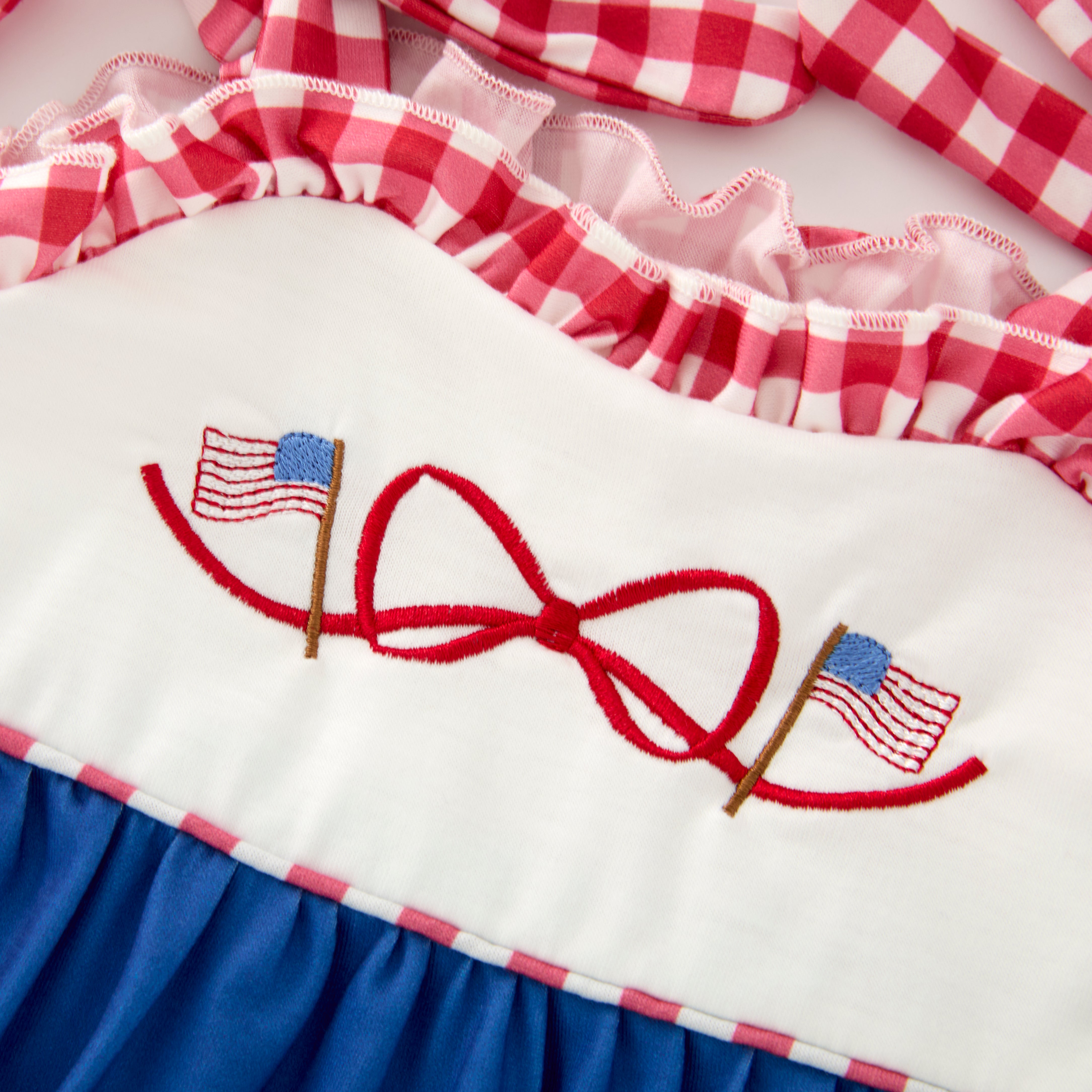 (Pre Order)Siblings Patriotic Embroidery Dress,Romper&Set