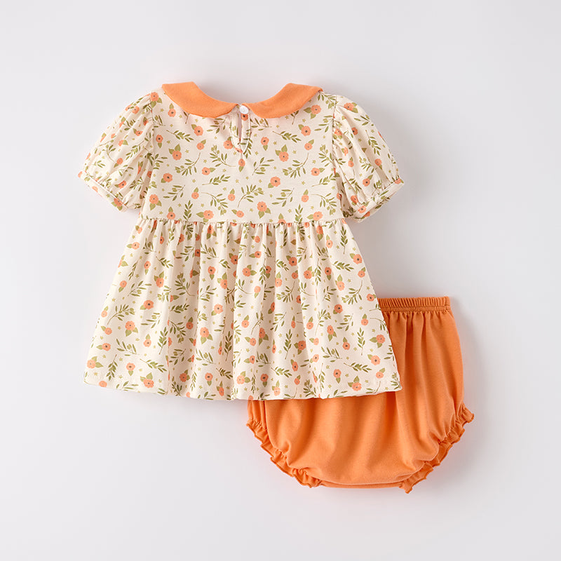 (In Stock)Toddler Girls Halloween&Thanksgiving Pumpkin Applique Bloomer Set