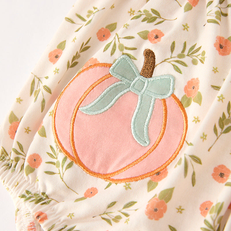 (In Stock)Toddler Girls Halloween&Thanksgiving Pumpkin Applique Romper