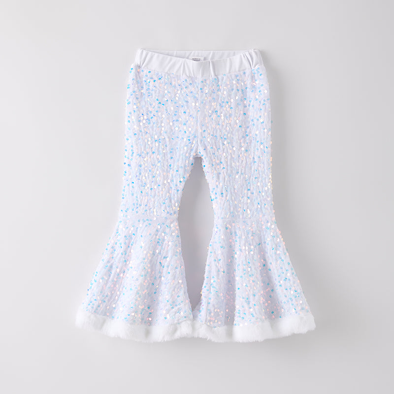 (In Stock)Girls Christmas White Sequin Pants