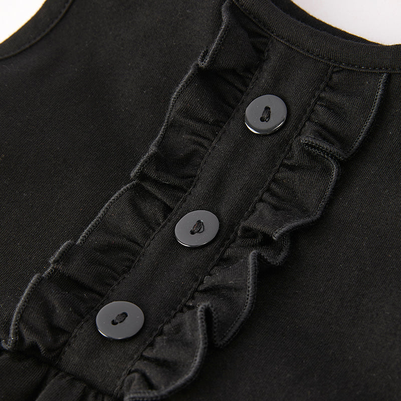 (In Stock)Girls Halloween Ghost Applique Cotton Overall Dress Set