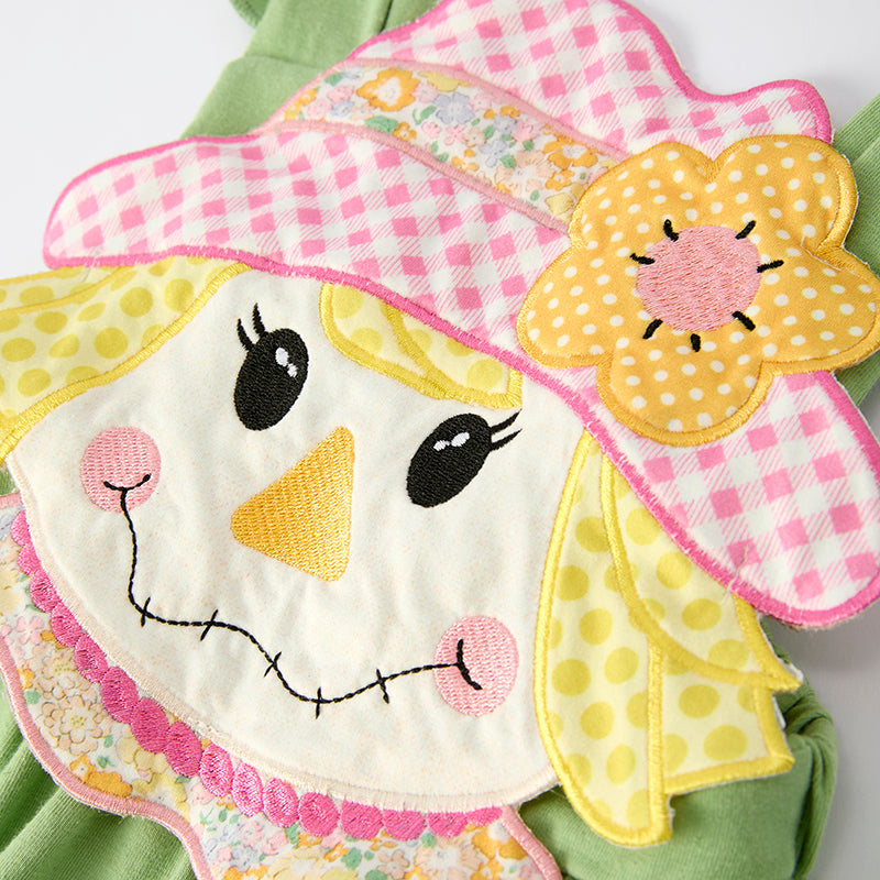 (In Stock)Girls Thanksgiving Scarecrow Applique Dress with Pockets