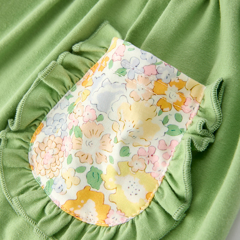 (In Stock)Girls Thanksgiving Scarecrow Applique Dress with Pockets