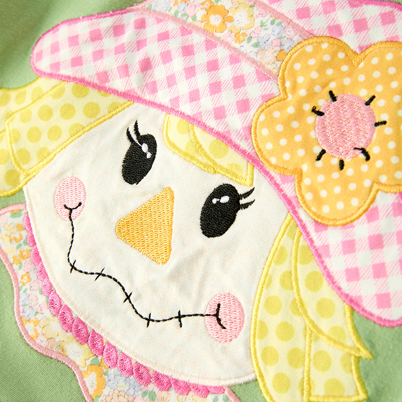(In Stock)Girls Thanksgiving Scarecrow Applique Ruffle Outfit Set