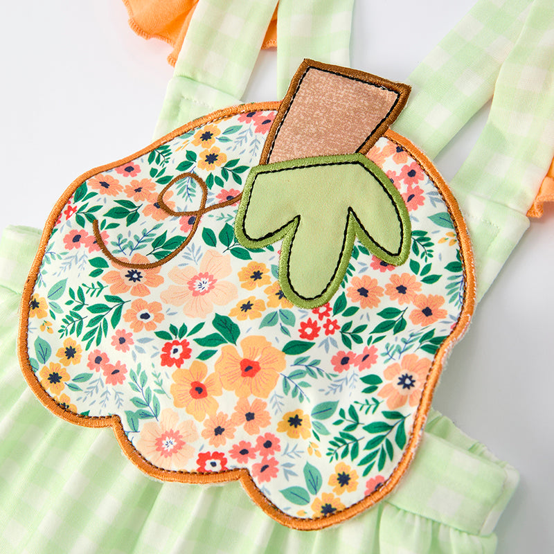 (In Stock)Toddler Girls Thanksgiving Pumpkin Applique Romper