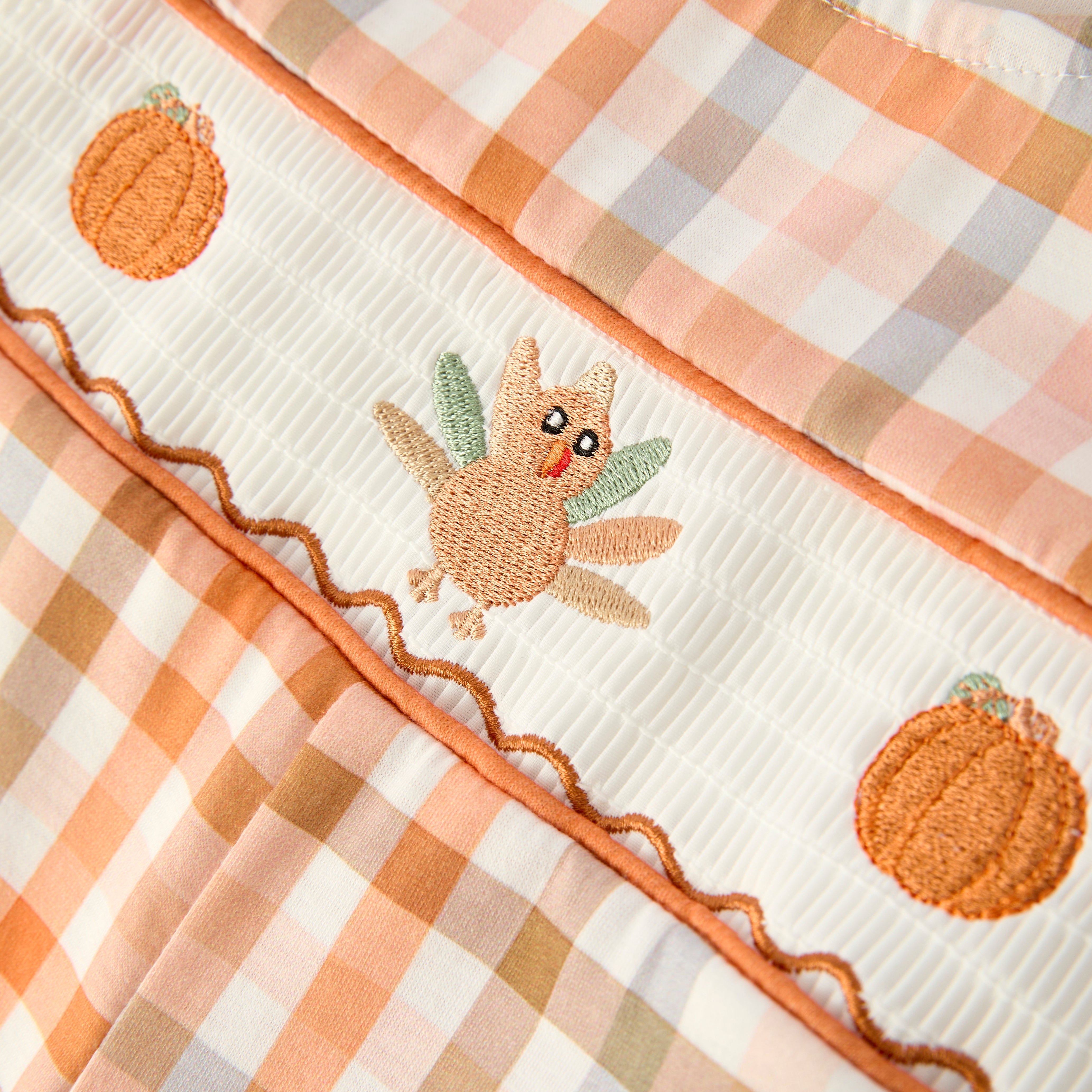 (In Stock)Toddler Boys Thanksgiving Turkey Embroidery Smocked Romper