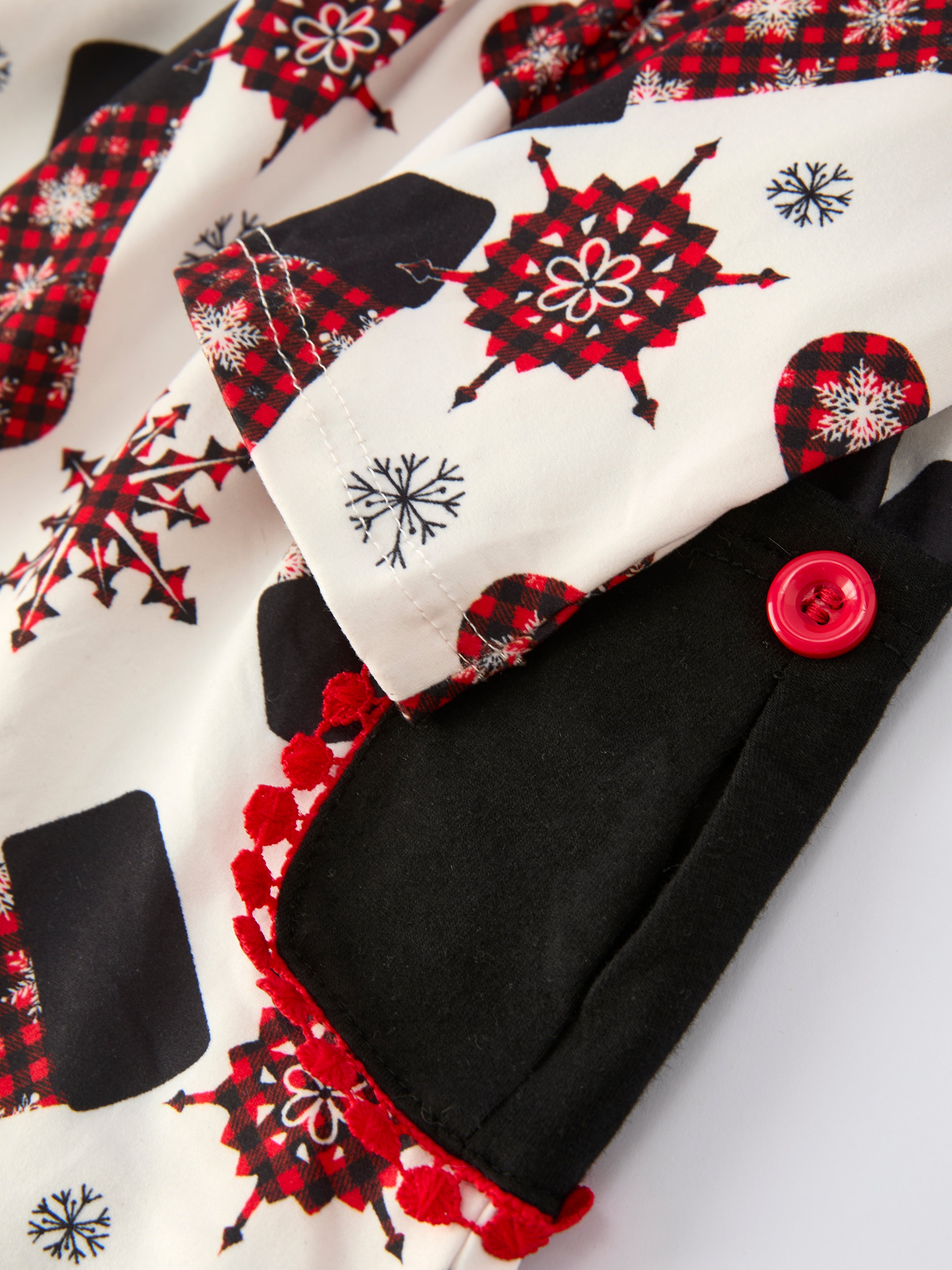 (In Stock)Girls Christmas Print Dress with Pockets