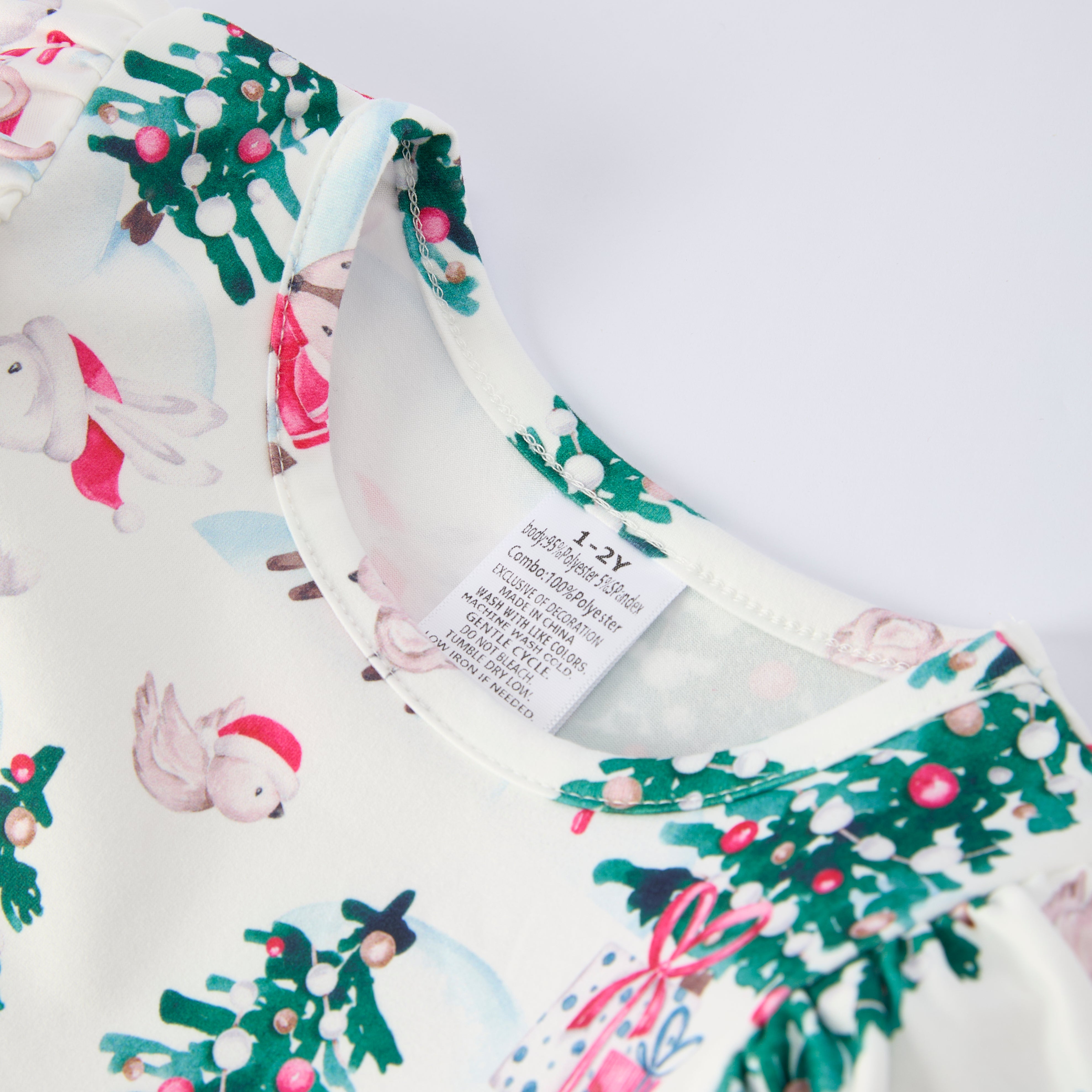 (In Stock)Girls Christmas Tree Print Tulle Dress