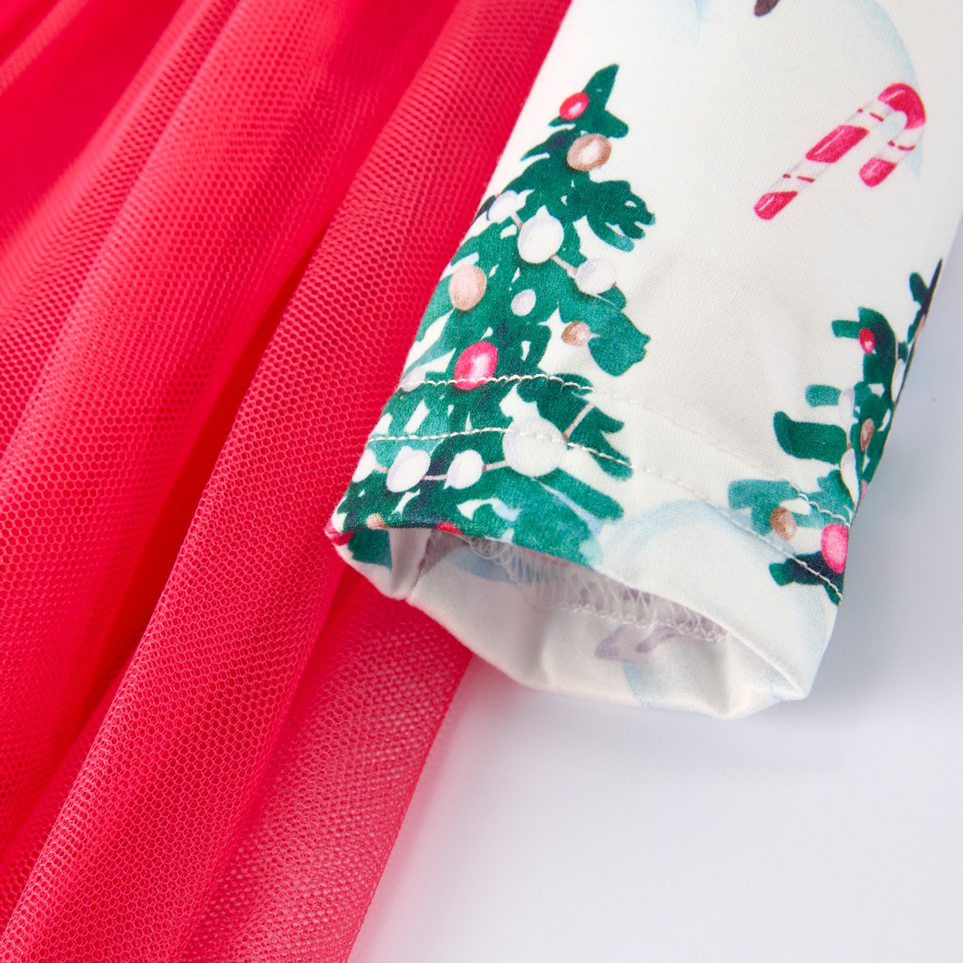 (In Stock)Girls Christmas Tree Print Tulle Dress