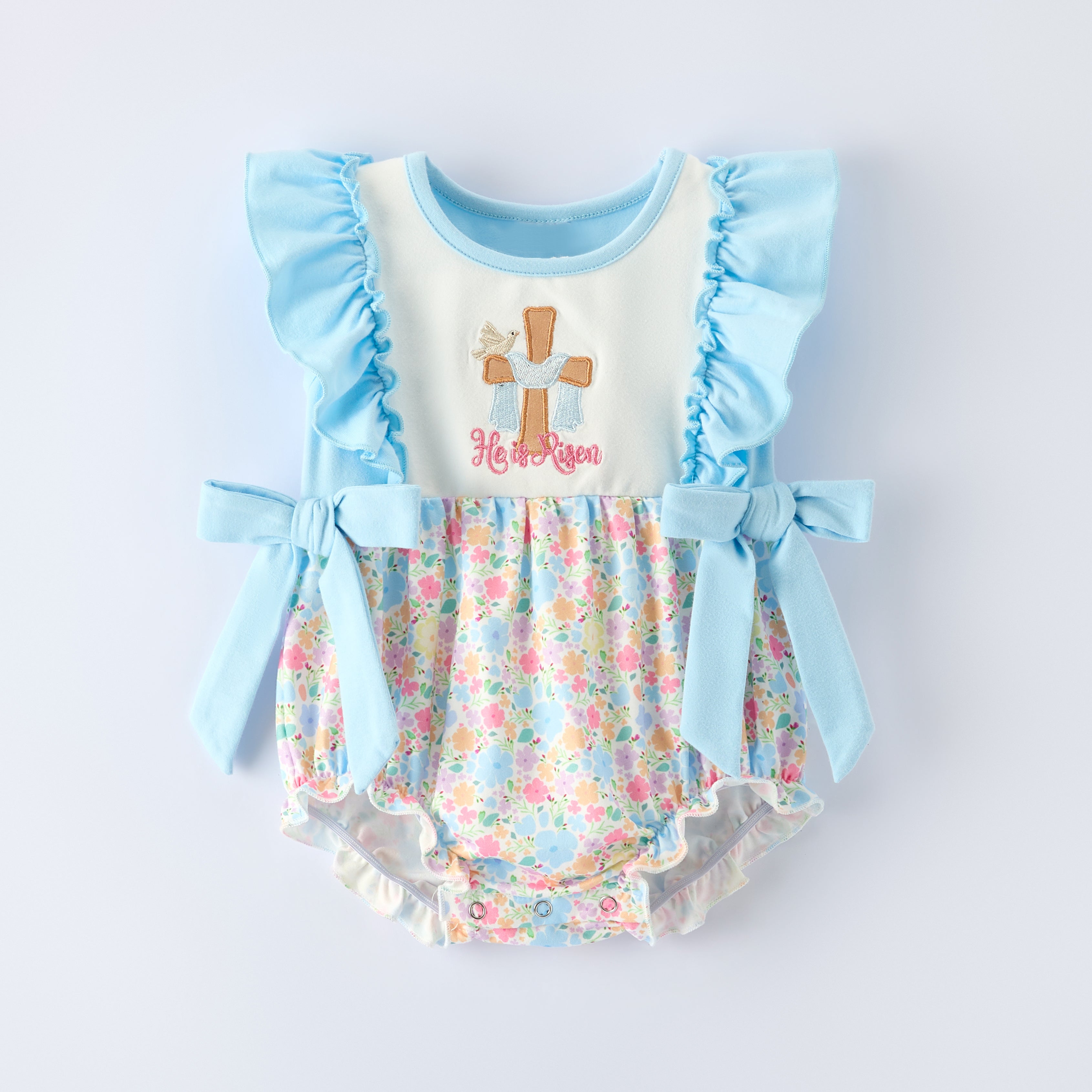 (In Stock)Siblings Easter Cross Applique Dress,Top&Romper